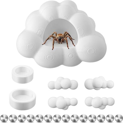 Jumping Spider Accessories Set with Magnetic Cloud Platforms & Feeder Bowls, Jumping Spider Enclosure Accessories for Climbing, Hiding & Feeding, 14 Pcs Magnets, Cute Spiders Habitat Decor in Saudi Arabia