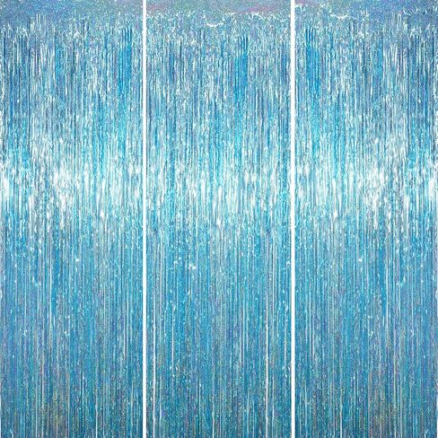 3.3 x 6.6 ft Foil Fringe Backdrop Curtains, Tinsel Streamers Party Decorations, Fringe Backdrop for Birthday, Baby Shower, Gender Reveal, Graduation (3, Champagne) in Kuwait