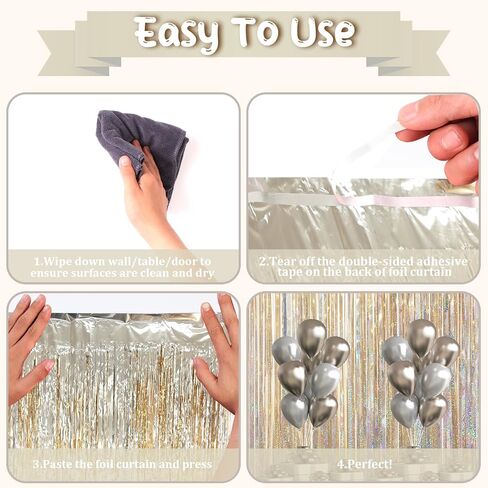3.3 x 6.6 ft Foil Fringe Backdrop Curtains, Tinsel Streamers Party Decorations, Fringe Backdrop for Birthday, Baby Shower, Gender Reveal, Graduation (3, Champagne) in Kuwait
