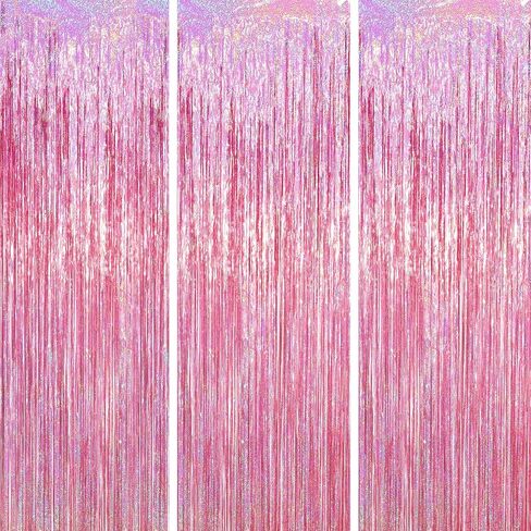 3.3 x 6.6 ft Foil Fringe Backdrop Curtains, Tinsel Streamers Party Decorations, Fringe Backdrop for Birthday, Baby Shower, Gender Reveal, Graduation (3, Champagne) in Kuwait