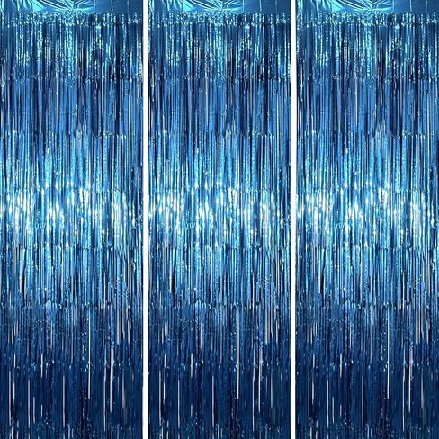 3.3 x 6.6 ft Foil Fringe Backdrop Curtains, Tinsel Streamers Party Decorations, Fringe Backdrop for Birthday, Baby Shower, Gender Reveal, Graduation (3, Champagne) in Kuwait