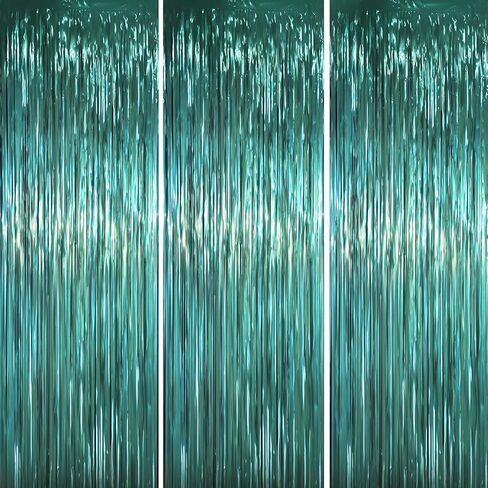 3.3 x 6.6 ft Foil Fringe Backdrop Curtains, Tinsel Streamers Party Decorations, Fringe Backdrop for Birthday, Baby Shower, Gender Reveal, Graduation (3, Champagne) in Kuwait