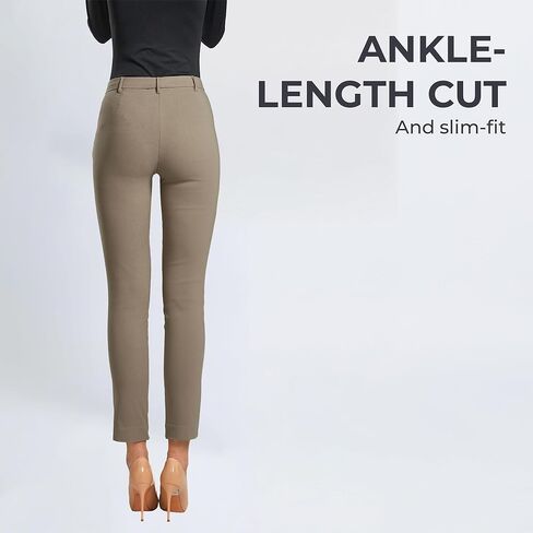 Sandy&Sid Women’s Comfort Fit Work Pants Mid Waist Cropped Ankle Slacks Business Casual Office Stretchy Dress Pants in Saudi Arabia