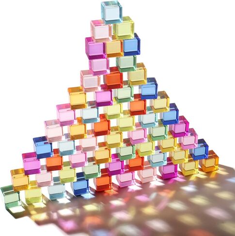Acrylic Rainbow Blocks Set - 7 Colors Graduated Arch Blocks, Gem Rainbow Stacker Toy for 1 2 3 4 5 Years Old Boys Girls Gift, Creative Building & Sensory Decorative Birthday Toy in Kuwait