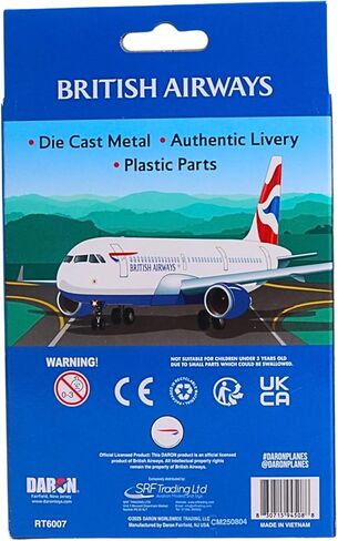 Daron British Airways A321 Union Jack Livery Single Planes Die-Cast Metal Collectible Airplane Toy with Plastic Parts for Ages 3+ in Kuwait