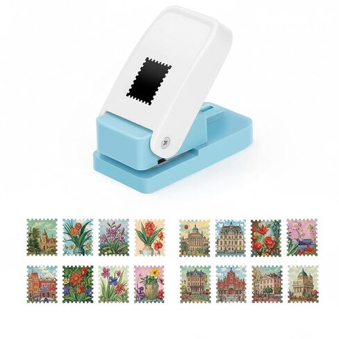 Rectangle-Shaped Postage Stamp Punch - Ideal for Paper Crafts, Scrapbooking & DIY Card Making | Scalloped Rectangle Lever Action Punch in Arts & Crafts Supplies in Saudi Arabia