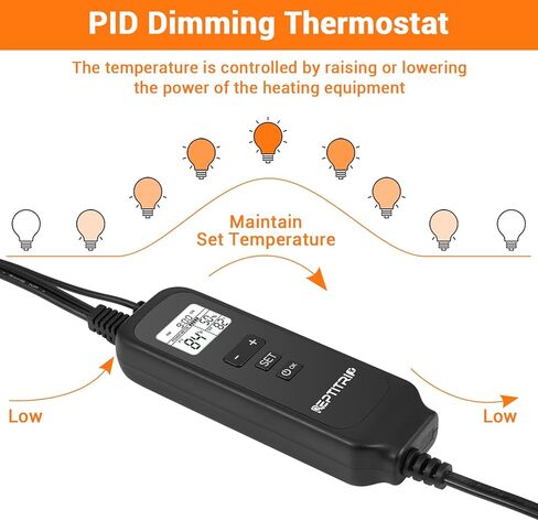 مصباح تسخين للزواحف مقاس 5.5 بوصة مع ترموستات تعتيم PID، درجات حرارة مستقلة ليلا ونهارا، عاكس الضوء بحد أقصى 100 وات (المصباح غير متضمن) in Kuwait