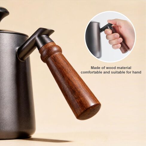 Pour-over kettle with thermometer, 600ml capacity, leak-proof one-piece 304 stainless steel gooseneck spout, food-grade easy-clean, suitable for pour-over coffee, French press, and tea. in Saudi Arabia