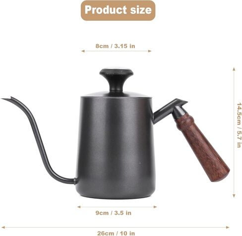 Pour-over kettle with thermometer, 600ml capacity, leak-proof one-piece 304 stainless steel gooseneck spout, food-grade easy-clean, suitable for pour-over coffee, French press, and tea. in Saudi Arabia