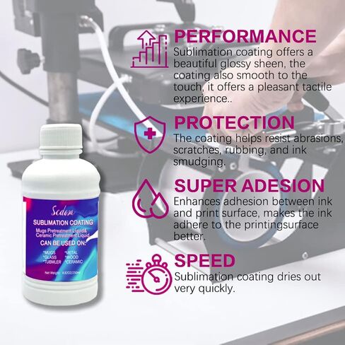 250ML Universal Sublimation Coating, Scdom Pretreatment Liquid Coating Fluid for Phones Case, Mug, Glass, Ceramic, Wood, Crystal, Metal, Acrylic, PVC, Stone, Leather, All Hard Surfaces Sublimation in Saudi Arabia