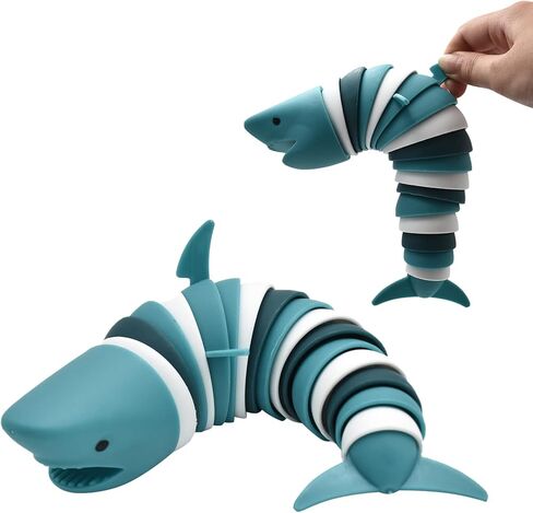 Fidget Slug, 3D Articulated Stretch Shark Stress Reliever, Sensory Stress Relief for Adults and Kids, Pressure Relieving and Anti-Anxiety Office Desk Toy (Multi-Color) in Saudi Arabia