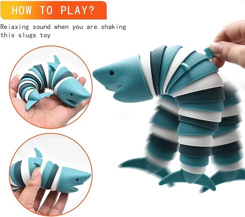Fidget Slug, 3D Articulated Stretch Shark Stress Reliever, Sensory Stress Relief for Adults and Kids, Pressure Relieving and Anti-Anxiety Office Desk Toy (Multi-Color) in Saudi Arabia