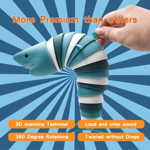 Fidget Slug, 3D Articulated Stretch Shark Stress Reliever, Sensory Stress Relief for Adults and Kids, Pressure Relieving and Anti-Anxiety Office Desk Toy (Multi-Color) in Saudi Arabia