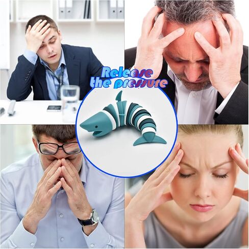 Fidget Slug, 3D Articulated Stretch Shark Stress Reliever, Sensory Stress Relief for Adults and Kids, Pressure Relieving and Anti-Anxiety Office Desk Toy (Multi-Color) in Saudi Arabia