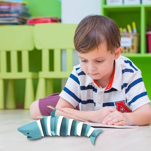 Fidget Slug, 3D Articulated Stretch Shark Stress Reliever, Sensory Stress Relief for Adults and Kids, Pressure Relieving and Anti-Anxiety Office Desk Toy (Multi-Color) in Saudi Arabia