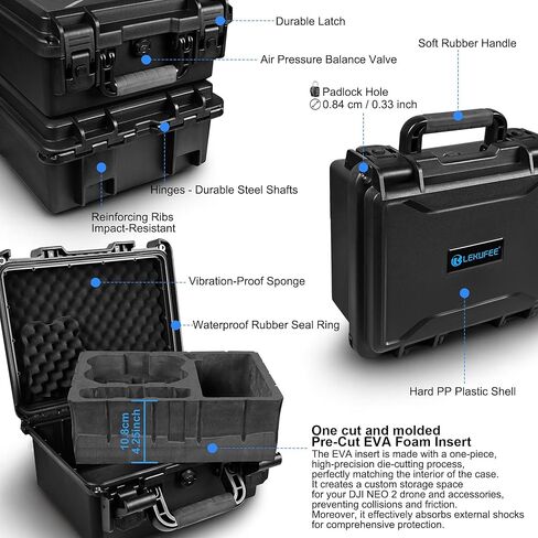 حقيبة حمل صلبة مقاومة للماء من Lekufee لطائرة DJI Neo 2 Drone، Fly More Combo، DJI RC 2، RC N3، Goggles N3/3، RC Motion 3، والملحقات (الجراب فقط) in Saudi Arabia