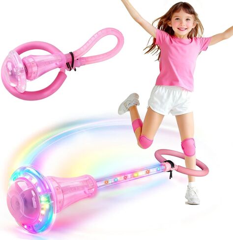 Dolanus Skip Toys for 5-12 Year Old Kids, Girls Birthday Gifts for Age 5 6 7 8 9 10 11 12, Outdoor Outside Sports Games, Girls Toys Age 6-8 8-13, Portable Colorful Flash Wheel Swing Ball (Pink) in Saudi Arabia