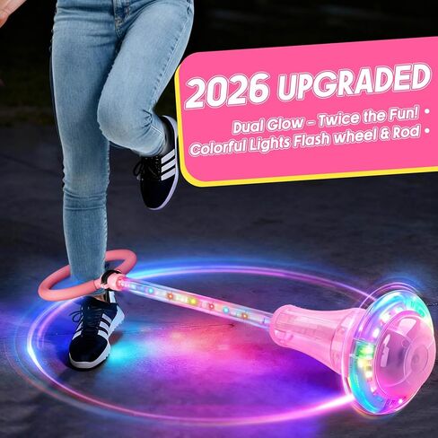 Dolanus Skip Toys for 5-12 Year Old Kids, Girls Birthday Gifts for Age 5 6 7 8 9 10 11 12, Outdoor Outside Sports Games, Girls Toys Age 6-8 8-13, Portable Colorful Flash Wheel Swing Ball (Pink) in Saudi Arabia