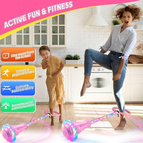 Dolanus Skip Toys for 5-12 Year Old Kids, Girls Birthday Gifts for Age 5 6 7 8 9 10 11 12, Outdoor Outside Sports Games, Girls Toys Age 6-8 8-13, Portable Colorful Flash Wheel Swing Ball (Pink) in Saudi Arabia