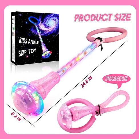 Dolanus Skip Toys for 5-12 Year Old Kids, Girls Birthday Gifts for Age 5 6 7 8 9 10 11 12, Outdoor Outside Sports Games, Girls Toys Age 6-8 8-13, Portable Colorful Flash Wheel Swing Ball (Pink) in Saudi Arabia