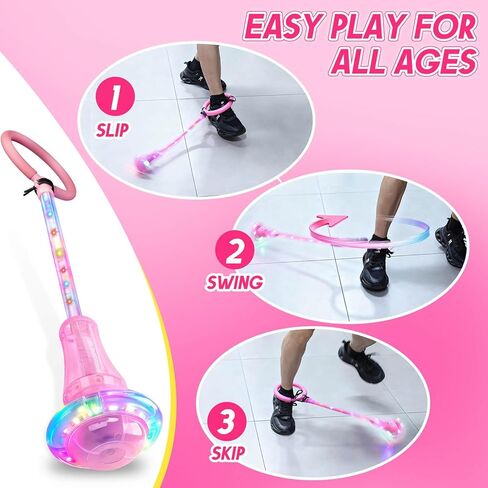 Dolanus Skip Toys for 5-12 Year Old Kids, Girls Birthday Gifts for Age 5 6 7 8 9 10 11 12, Outdoor Outside Sports Games, Girls Toys Age 6-8 8-13, Portable Colorful Flash Wheel Swing Ball (Pink) in Saudi Arabia