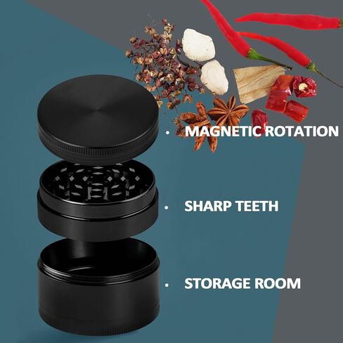 أدوات المطبخ مطحنة التوابل مقاس 2.5 بوصة، أسنان حادة للطحن الدقيق باللون الأسود in Kuwait