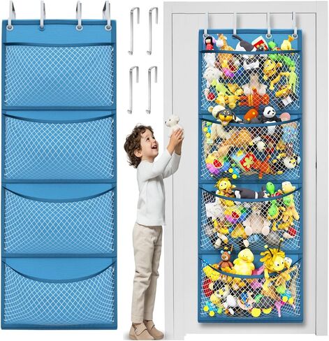 Honeyera The Original Stuffed Animal Storage (Patented) - Over Door Organizer for Stuffies, Baby Ideas Holder, Toy Plush Hammock Hanging Net Big Girls Toddler Large Bag Animals Stuffy Behind in Saudi Arabia