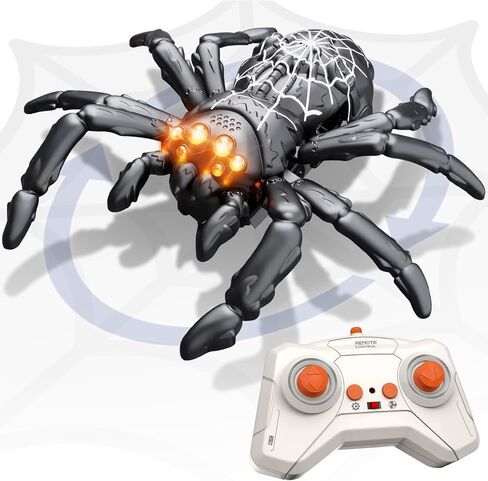 Wall Climbing Spider, Rechargeable Remote Control Spider Kids Toys, Floor/Wall Crawling Robot Spider Toy, Wall Crawler Spider Prank Toys Birthday Gifts for Boys Girls Ages 3-5 5-7 8-13, Black in Kuwait