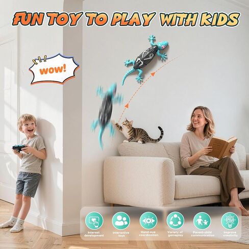 KETIEE RC Wall Crawler Gecko: Wall Climbing Gecko Toy for Kids, Remote Control Climbing Lizard with Led Glowing Eyes, Rechargeable Floor Ceiling Crawling Robot Toy Gifts for Boys Girls 3+ Years Old in Saudi Arabia