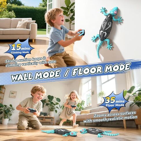 KETIEE RC جدار الزاحف أبو بريص: لعبة تسلق الجدار أبو بريص للأطفال، سحلية تسلق التحكم عن بعد مع عيون متوهجة LED، قابلة للشحن سقف الأرض الزحف لعبة الروبوت الهدايا للبنين الفتيات 3+ سنوات من العمر in Kuwait