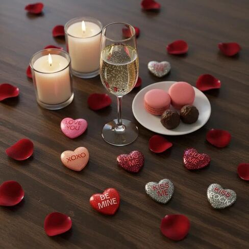 60 قطعة من حليات القلب اللامعة ذات الظهر المسطح، قلوب من الراتنج مقاس 2.54 سم مع لمسة نهائية لامعة مبهرة للحرف اليدوية اليدوية في عيد الحب، وصناعة المجوهرات والزخارف اللامعة in Kuwait