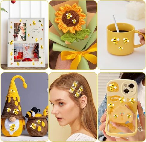 50 Pcs Tiny Resin Bees, 3 Sizes Resin Honey Bees for Crafts 3D Plastic Bee Animals Ornaments Flatback Bumble Bee Decor Embellishments for Crafts Scrapbooking Wreath Bee-Themed Birthday Party Supplies in Saudi Arabia