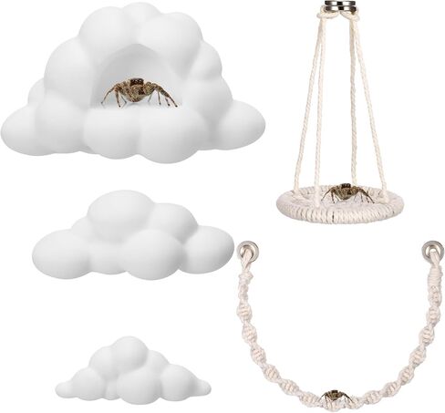 Jumping Spider Enclosure Accessories Kit 5 PCS – Include Mushroom Platforms with Magnetic Mounting for Climbing, Feeding and Decorating, Natural Jumping Spider Rope Bridge Swings for Medium Spider Tan in Saudi Arabia