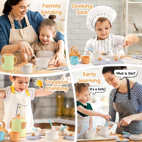 Dreamon Kids Play Kitchen Toys Accessories, Pretend Play Cooking Cookware Pots and Pans Utensils Playset, Kids Kitchen Cooking Toys for Girls Boys Toddler in Saudi Arabia