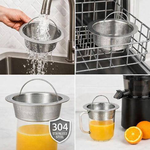 مصفاة اللب لعصارة الضغط البارد Nama J2، فلتر عصير ثانوي ناعم بعد العصر، حافة عريضة بدون استخدام اليدين، مصفاة مخروطية عميقة من الفولاذ المقاوم للصدأ 304 للحصول على عصير أكثر سلاسة ومنخفض اللب in Kuwait