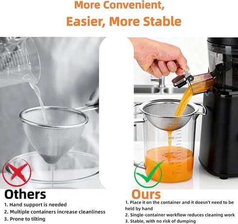 Juicer Strainer for Nama J2,juice strainer after juicing,Fine Mesh Filter Screen Compatible with Nama J2 Cold Press Juicer, Bilateral handles-304 Stainless Steel Easy Clean(for most containers) in Saudi Arabia