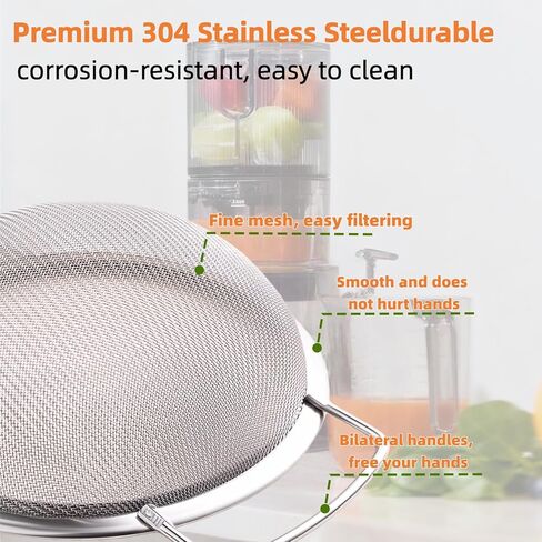 Juicer Strainer for Nama J2,juice strainer after juicing,Fine Mesh Filter Screen Compatible with Nama J2 Cold Press Juicer, Bilateral handles-304 Stainless Steel Easy Clean(for most containers) in Saudi Arabia