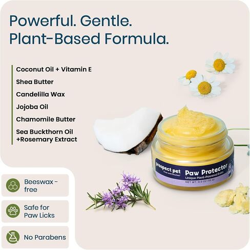 Paw Protector - Dog Paw Balm, Moisturizer & Soother for Dry, Cracked Pads and Noses with Shea Butter, Coconut Oil, Lick Safe, Beeswax-Free, Hot Pavement & Cold Weather Protection, 0.5 oz in Kuwait