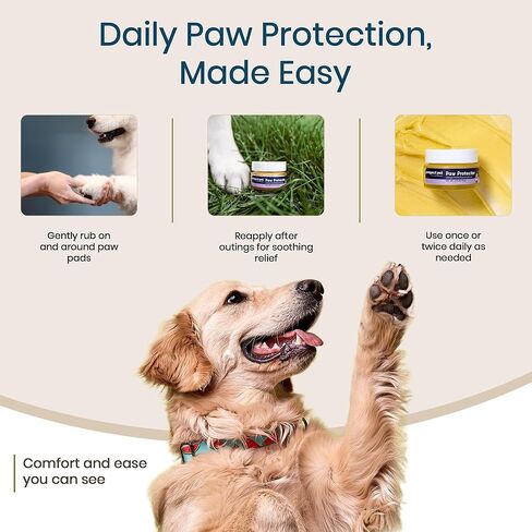 Paw Protector - Dog Paw Balm, Moisturizer & Soother for Dry, Cracked Pads and Noses with Shea Butter, Coconut Oil, Lick Safe, Beeswax-Free, Hot Pavement & Cold Weather Protection, 0.5 oz in Kuwait
