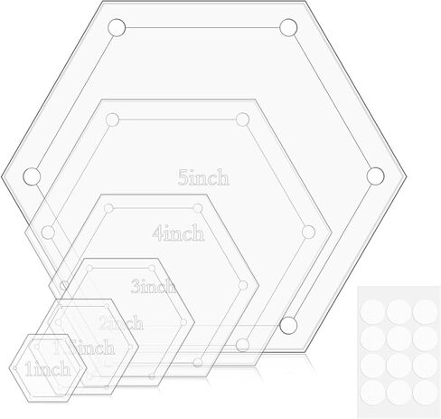 6Pieces Hexagon Quilting Templates Set, Acrylic Quilting Rulers and Templates with 1/4 Inch Seam for Precise Sewing Cutting DIY Manual Crafts(Size:6pcs) in Kuwait
