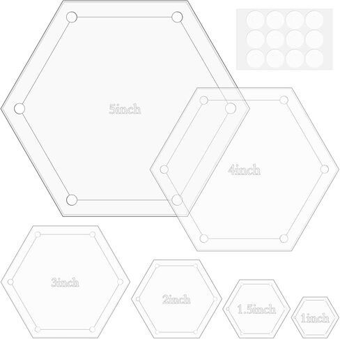 6Pieces Hexagon Quilting Templates Set, Acrylic Quilting Rulers and Templates with 1/4 Inch Seam for Precise Sewing Cutting DIY Manual Crafts(Size:6pcs) in Kuwait