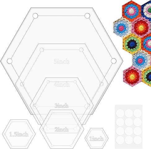 6Pieces Hexagon Quilting Templates Set, Acrylic Quilting Rulers and Templates with 1/4 Inch Seam for Precise Sewing Cutting DIY Manual Crafts(Size:6pcs) in Kuwait