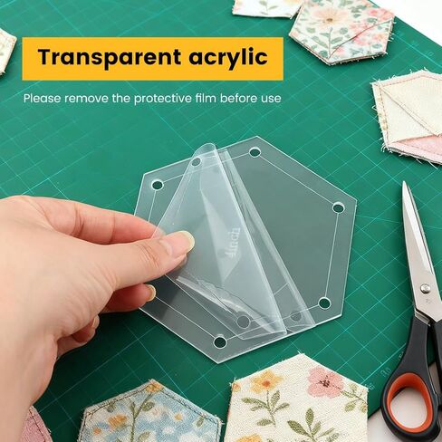 6Pieces Hexagon Quilting Templates Set, Acrylic Quilting Rulers and Templates with 1/4 Inch Seam for Precise Sewing Cutting DIY Manual Crafts(Size:6pcs) in Kuwait