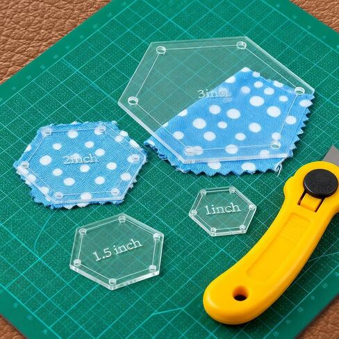 6Pieces Hexagon Quilting Templates Set, Acrylic Quilting Rulers and Templates with 1/4 Inch Seam for Precise Sewing Cutting DIY Manual Crafts(Size:6pcs) in Kuwait