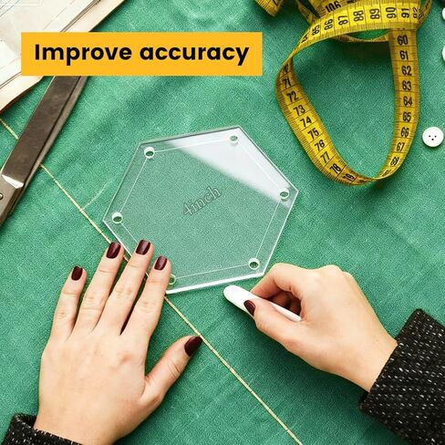 6Pieces Hexagon Quilting Templates Set, Acrylic Quilting Rulers and Templates with 1/4 Inch Seam for Precise Sewing Cutting DIY Manual Crafts(Size:6pcs) in Kuwait