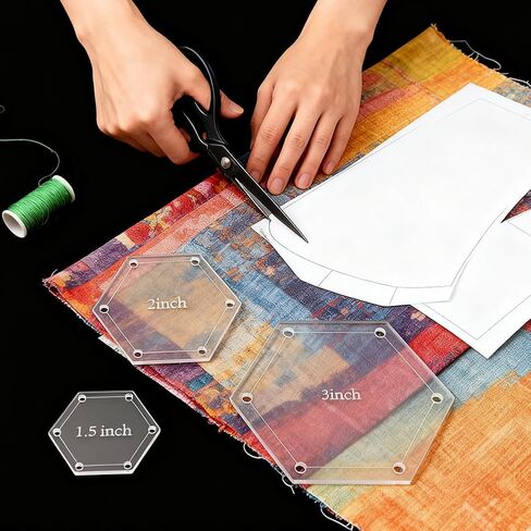 6Pieces Hexagon Quilting Templates Set, Acrylic Quilting Rulers and Templates with 1/4 Inch Seam for Precise Sewing Cutting DIY Manual Crafts(Size:6pcs) in Kuwait