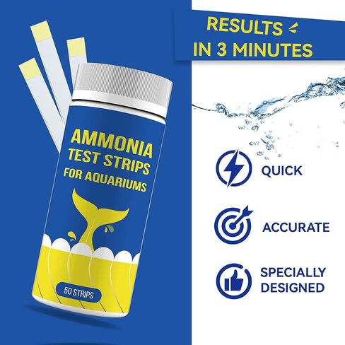 Ammonia Fish Tank Test Strips(50 Count)-Monitor Aquariums and aquaculture Ponds Water Quality for Saltwater & Freshwater in Kuwait
