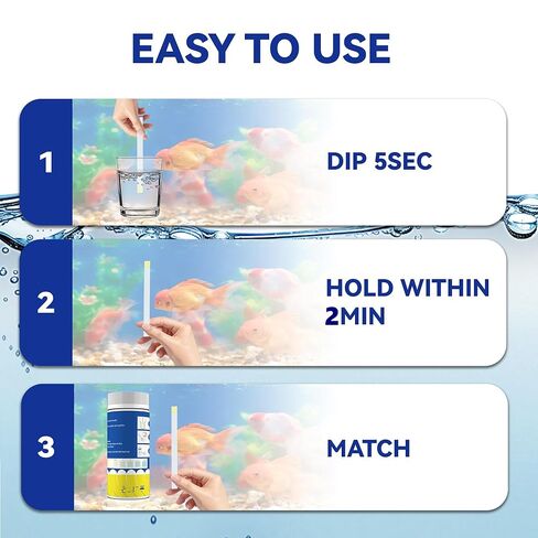 Ammonia Fish Tank Test Strips(50 Count)-Monitor Aquariums and aquaculture Ponds Water Quality for Saltwater & Freshwater in Kuwait