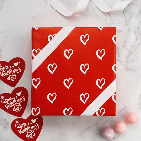 WRAPAHOLIC Wrapping Paper Sheet - Red and Pink Design for Wedding, Valentine's Day, Birthday, Holiday, Baby Shower - 1 Roll Contains 6 Sheets - 17.5 inch X 39.3 inch Per Sheet in Saudi Arabia