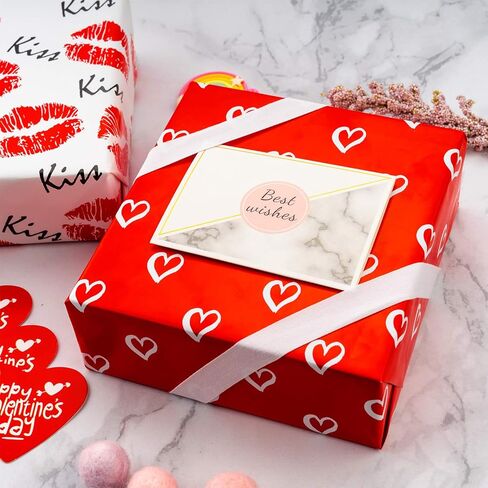 WRAPAHOLIC Wrapping Paper Sheet - Red and Pink Design for Wedding, Valentine's Day, Birthday, Holiday, Baby Shower - 1 Roll Contains 6 Sheets - 17.5 inch X 39.3 inch Per Sheet in Saudi Arabia